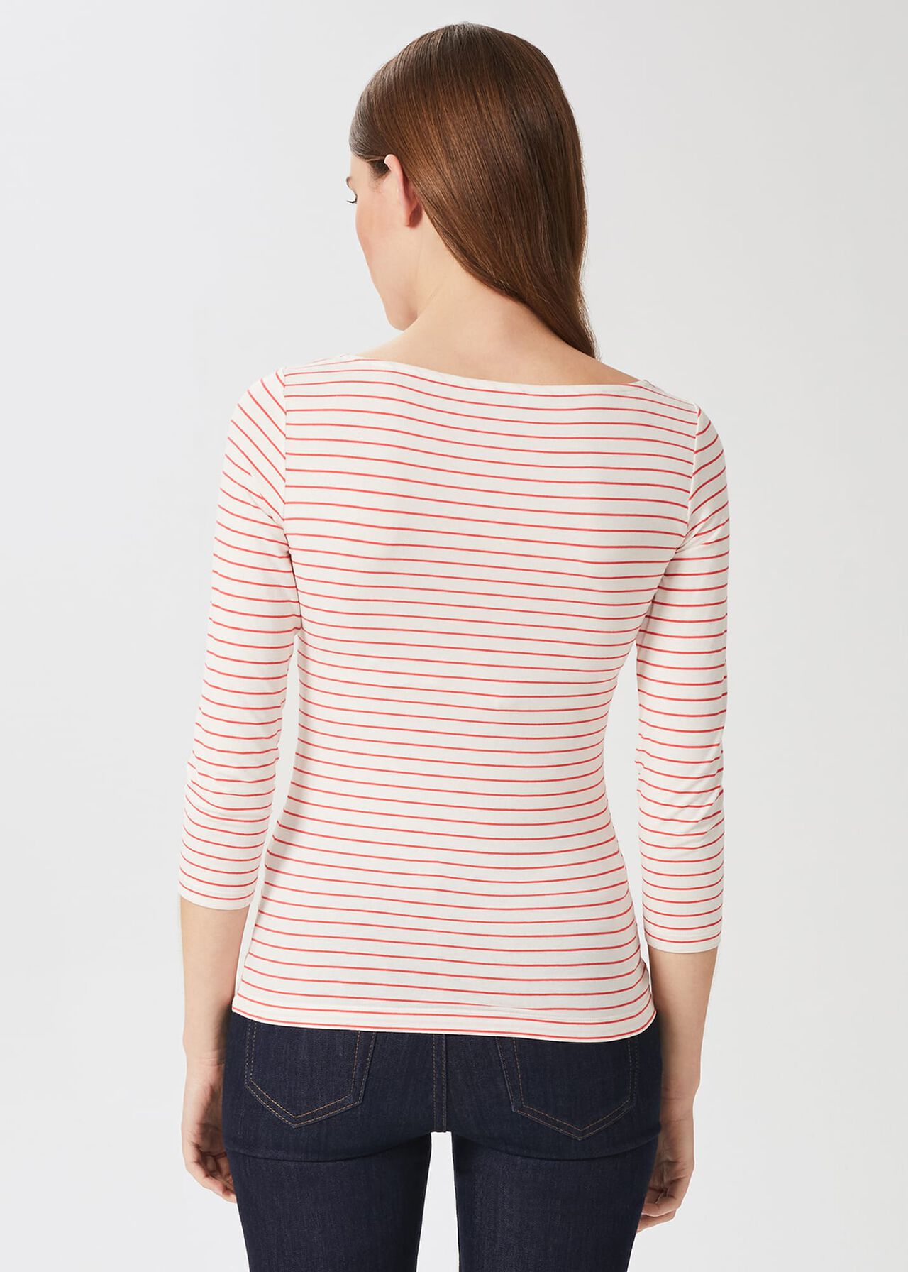 Sonya Striped Top, Ivory Coral, hi-res