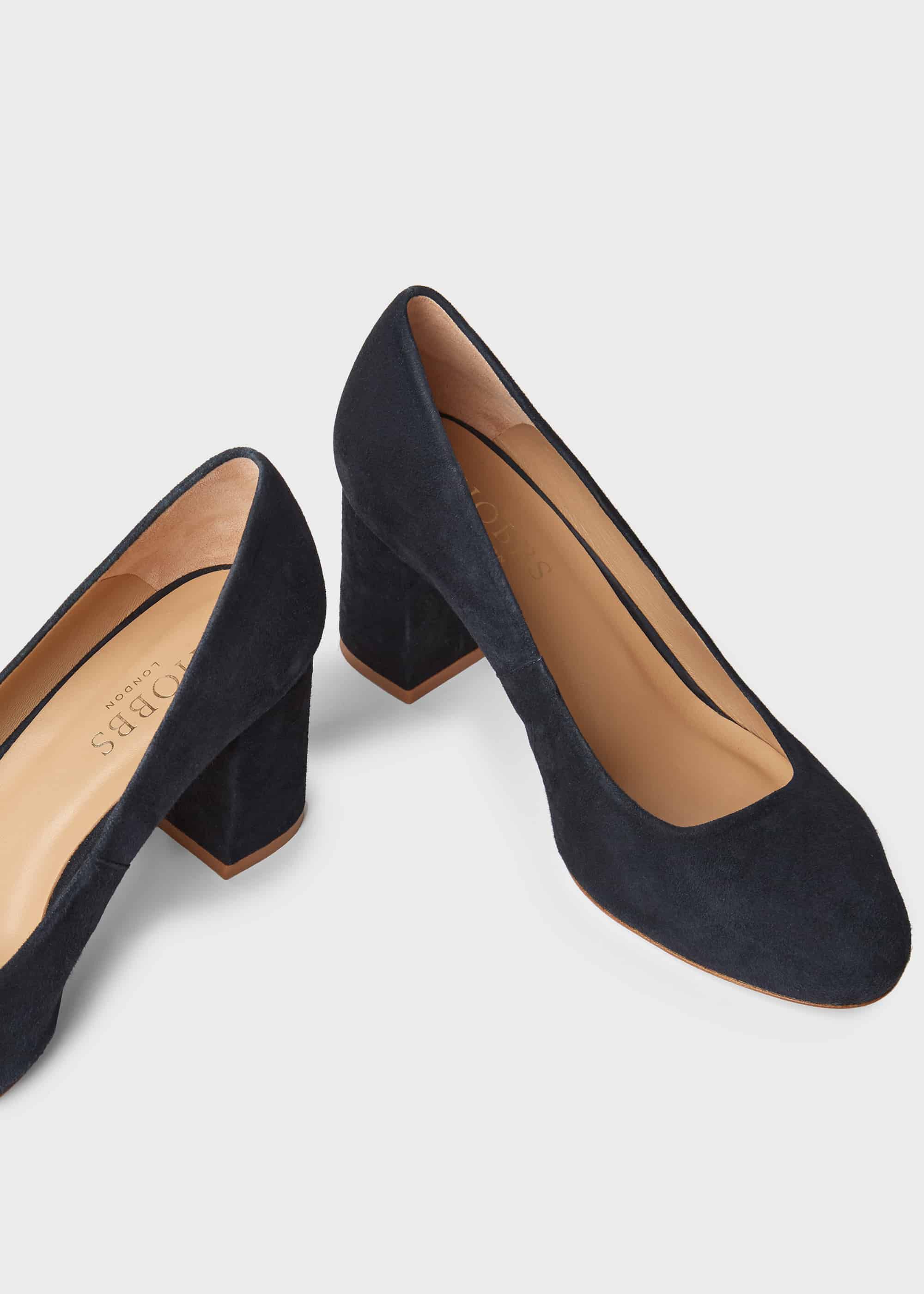 Lucy Wide Fit Suede Block Heel Court 