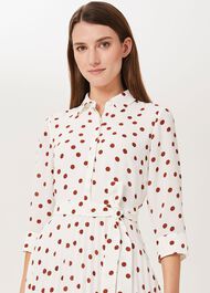 Leona Spot Midi Dress, Ivory Pecan, hi-res