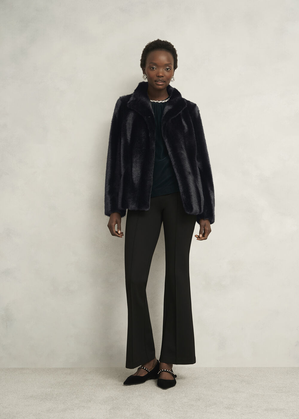 Misha Faux Fur Coat, Black, hi-res