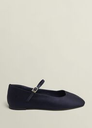 Chrissy Satin Mary Janes, Midnight Navy, hi-res
