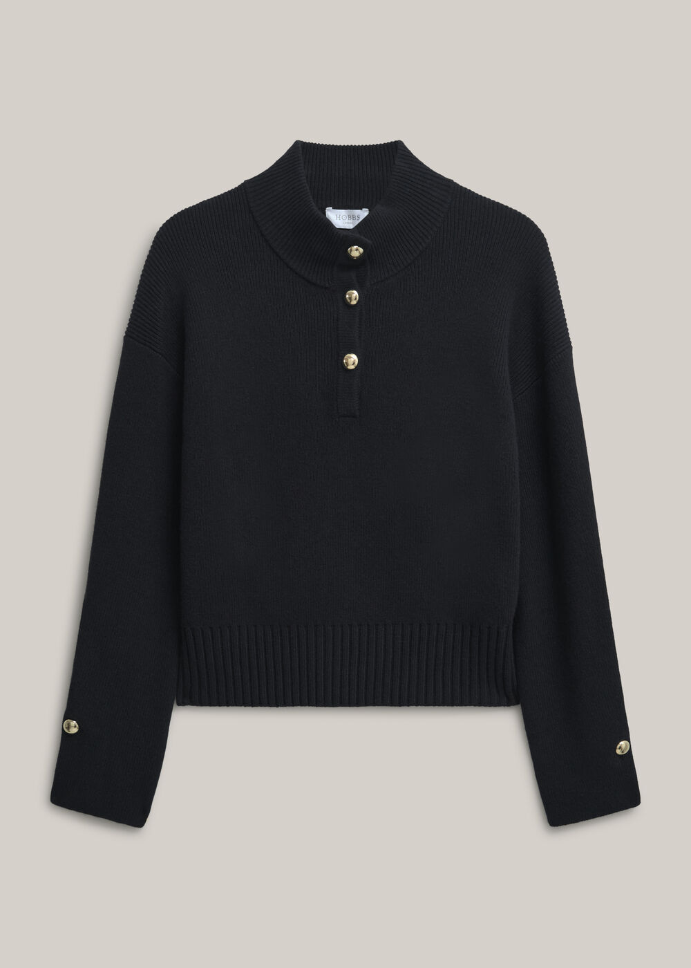 Adler Knitted Cotton Jumper, Hobbs Navy, hi-res