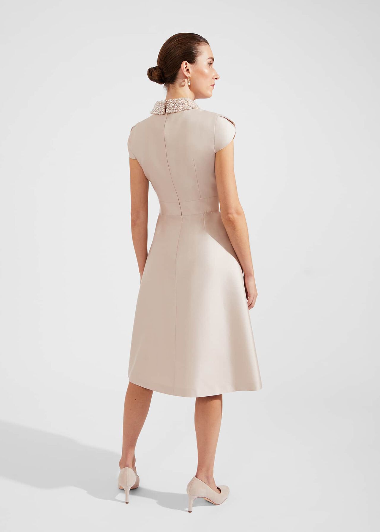 Marcella Silk Blend Dress, Oyster, hi-res