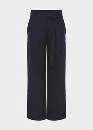Jacqui Wide Leg Linen Pants, Navy, hi-res