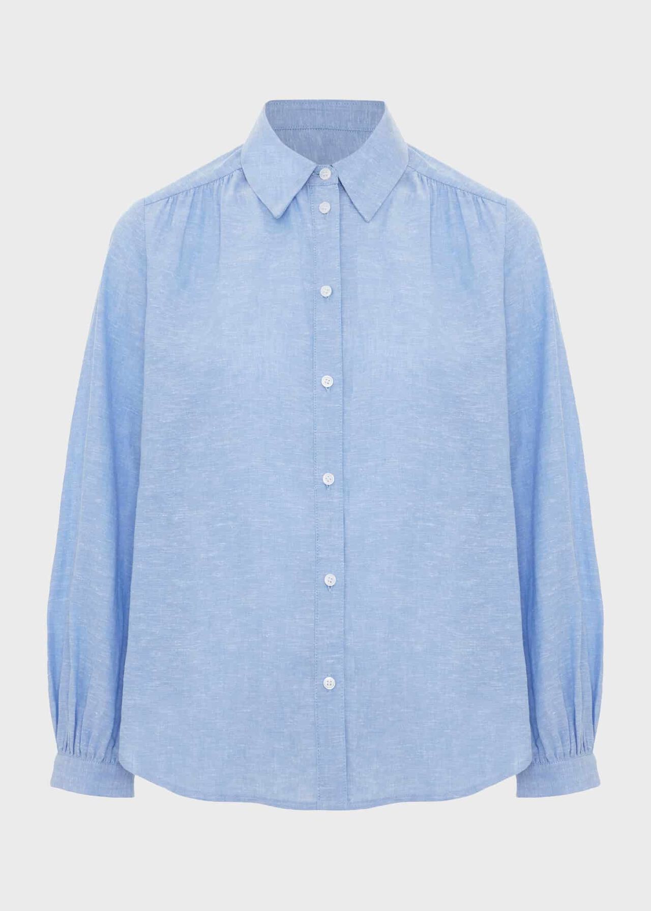 Sabrina Shirt With Linen, Blue, hi-res