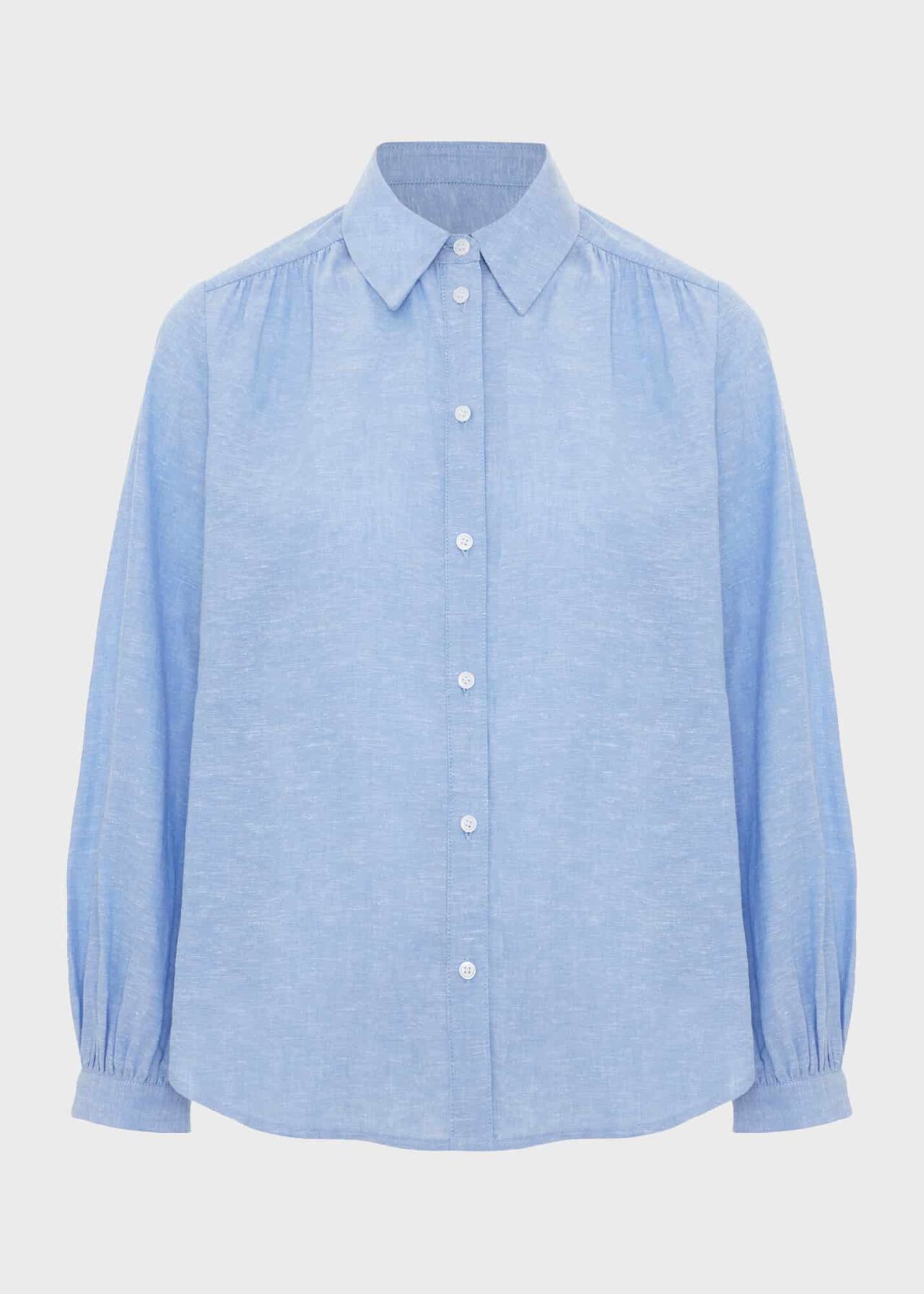 Sabrina Shirt With Linen, Blue, hi-res