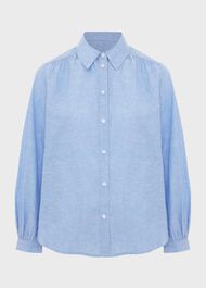 Sabrina Shirt With Linen, Blue, hi-res