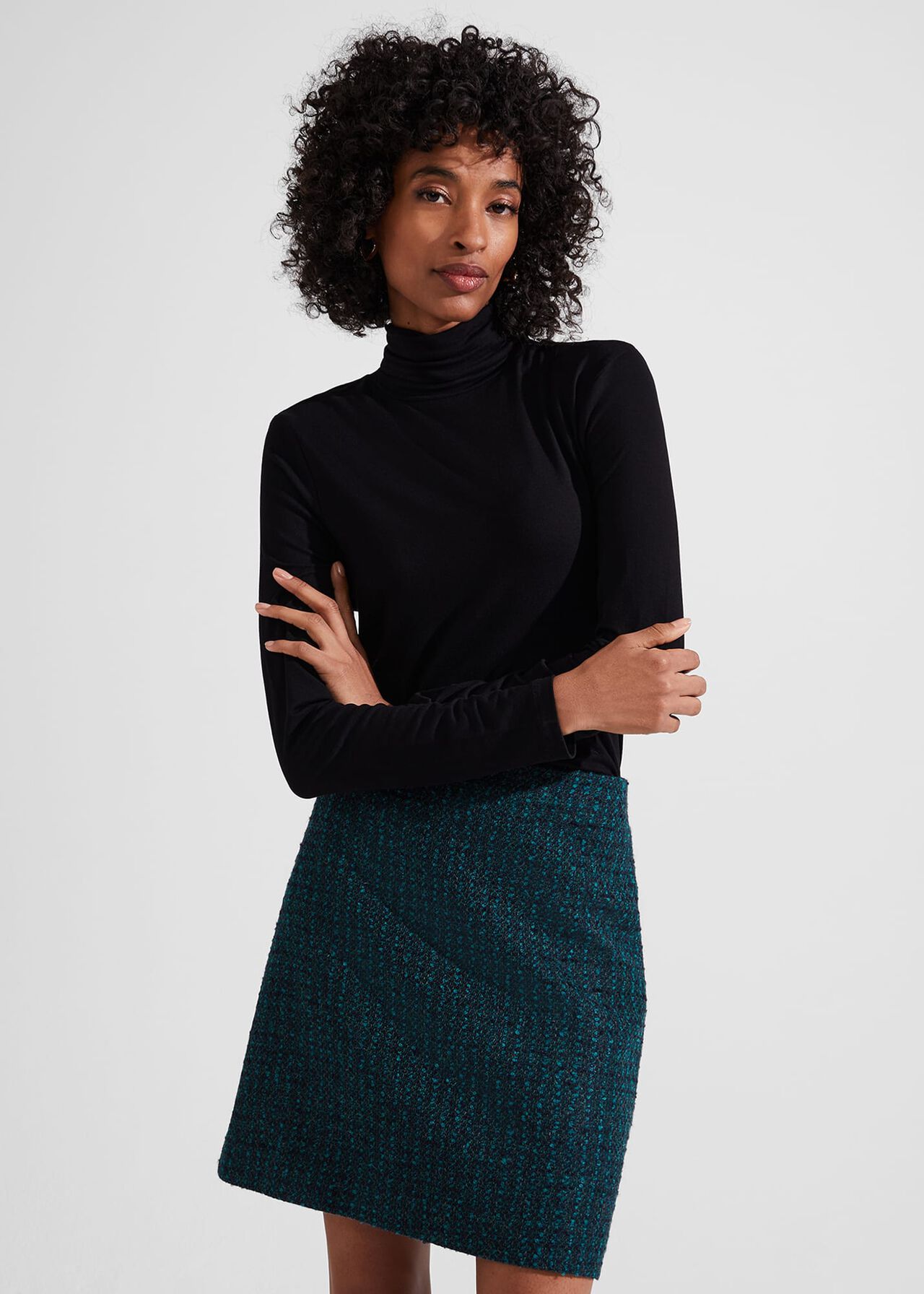 Teia Wool Skirt, Deep Teal Blue, hi-res