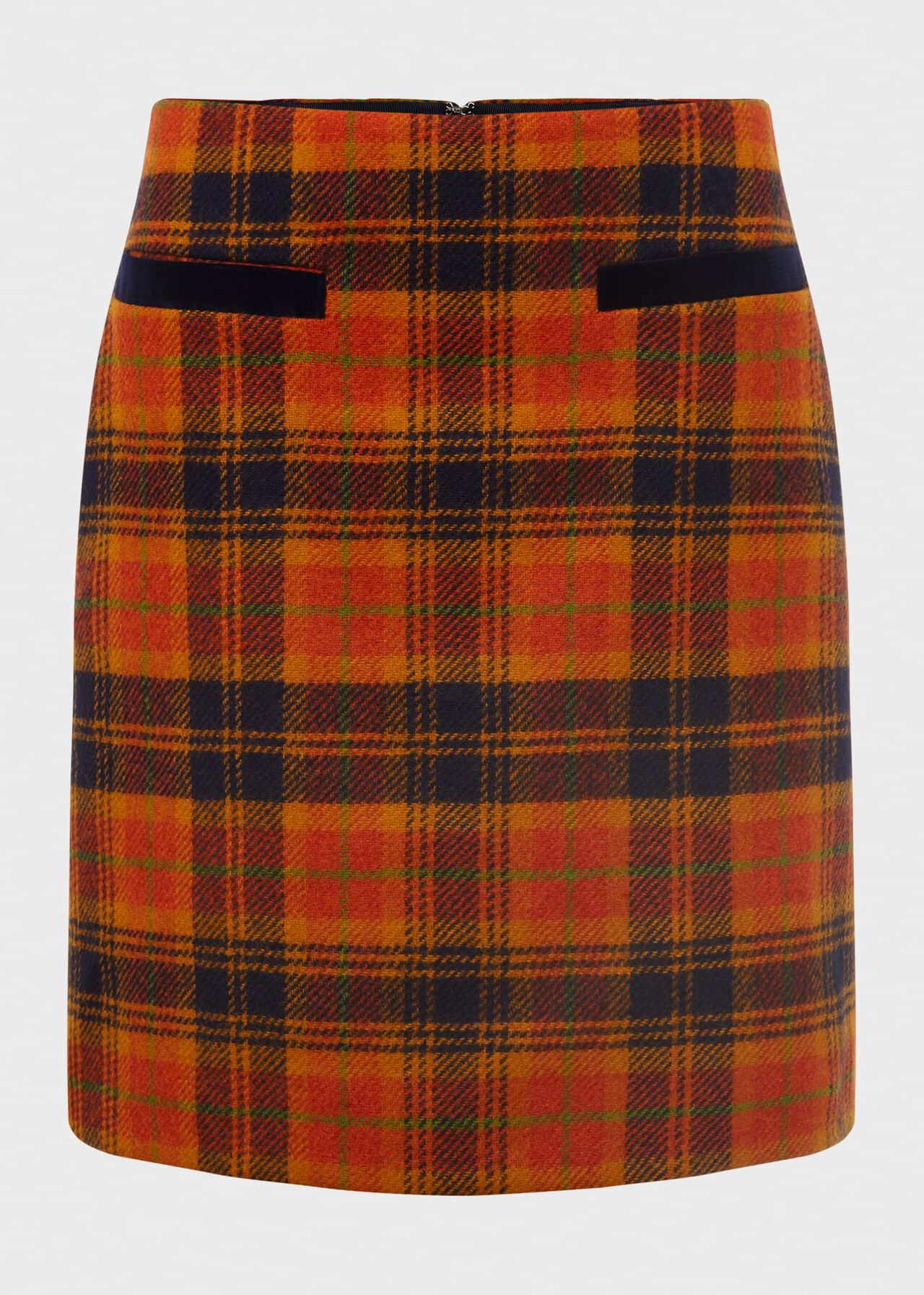 Ruthie Wool Skirt, Orange Navy, hi-res