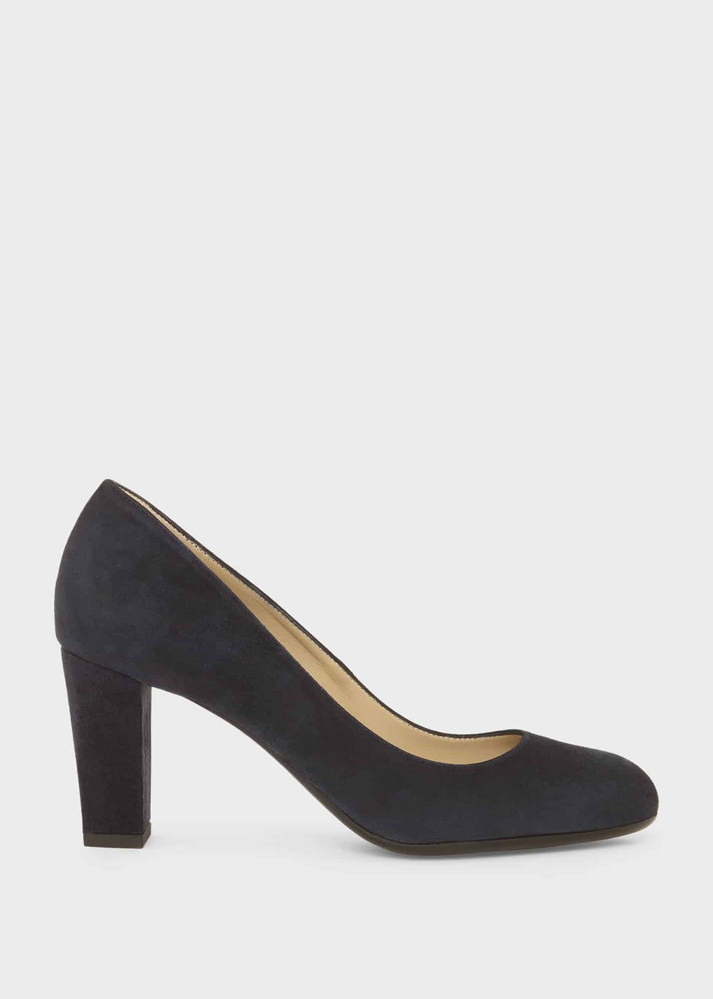 navy heeled court shoes