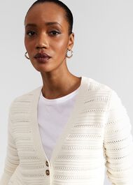 Naomi Cotton Cardigan, Ivory, hi-res