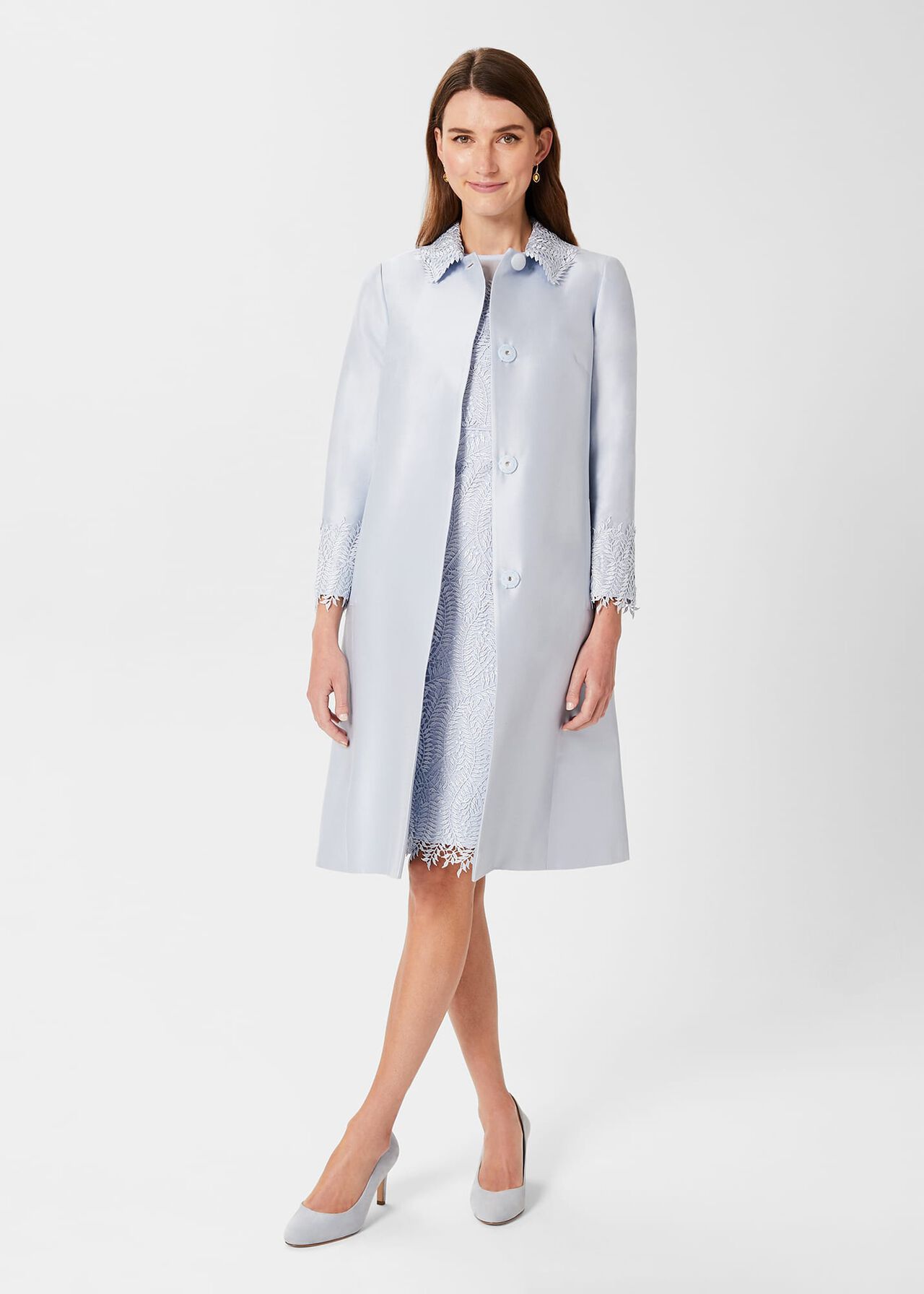 Adela Silk Blend Coat, Pale Blue, hi-res