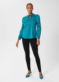 Evianna Lace Detail Blouse , Deep Jade Blue, hi-res