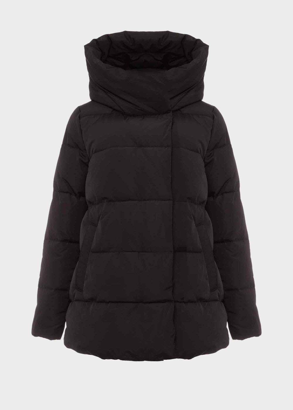 Short Heather Puffer Jacket With Hood, Black, hi-res
