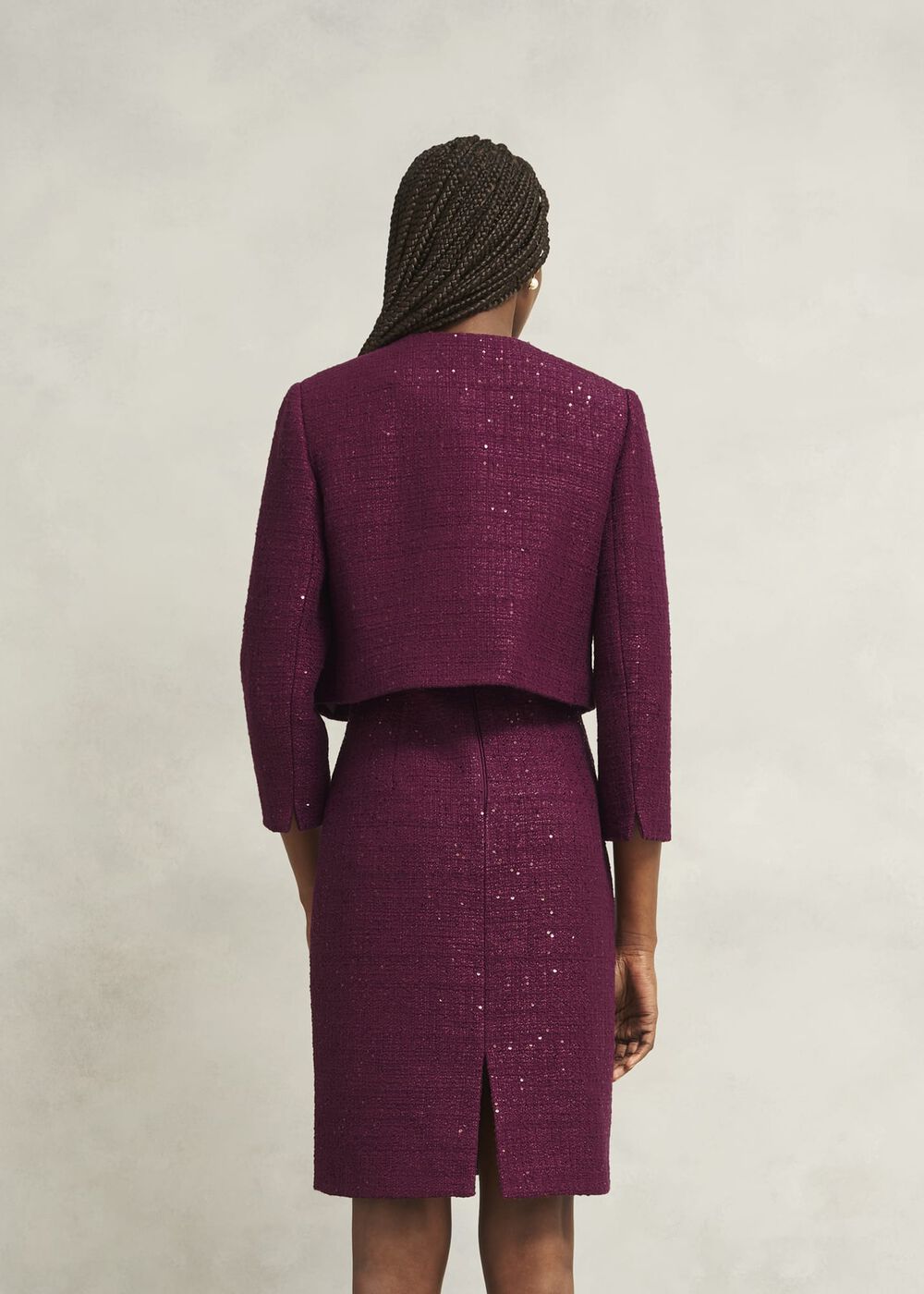 Prisha Sequin Tweed Jacket, Warm Plum, hi-res