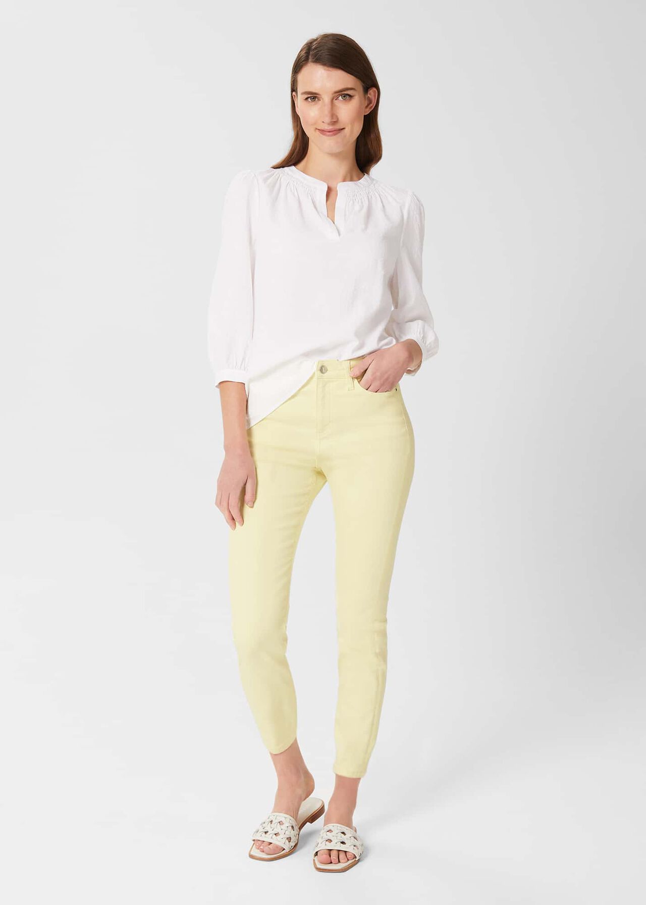 Gia Sculpting 7/8 Jeans, Light Yellow, hi-res