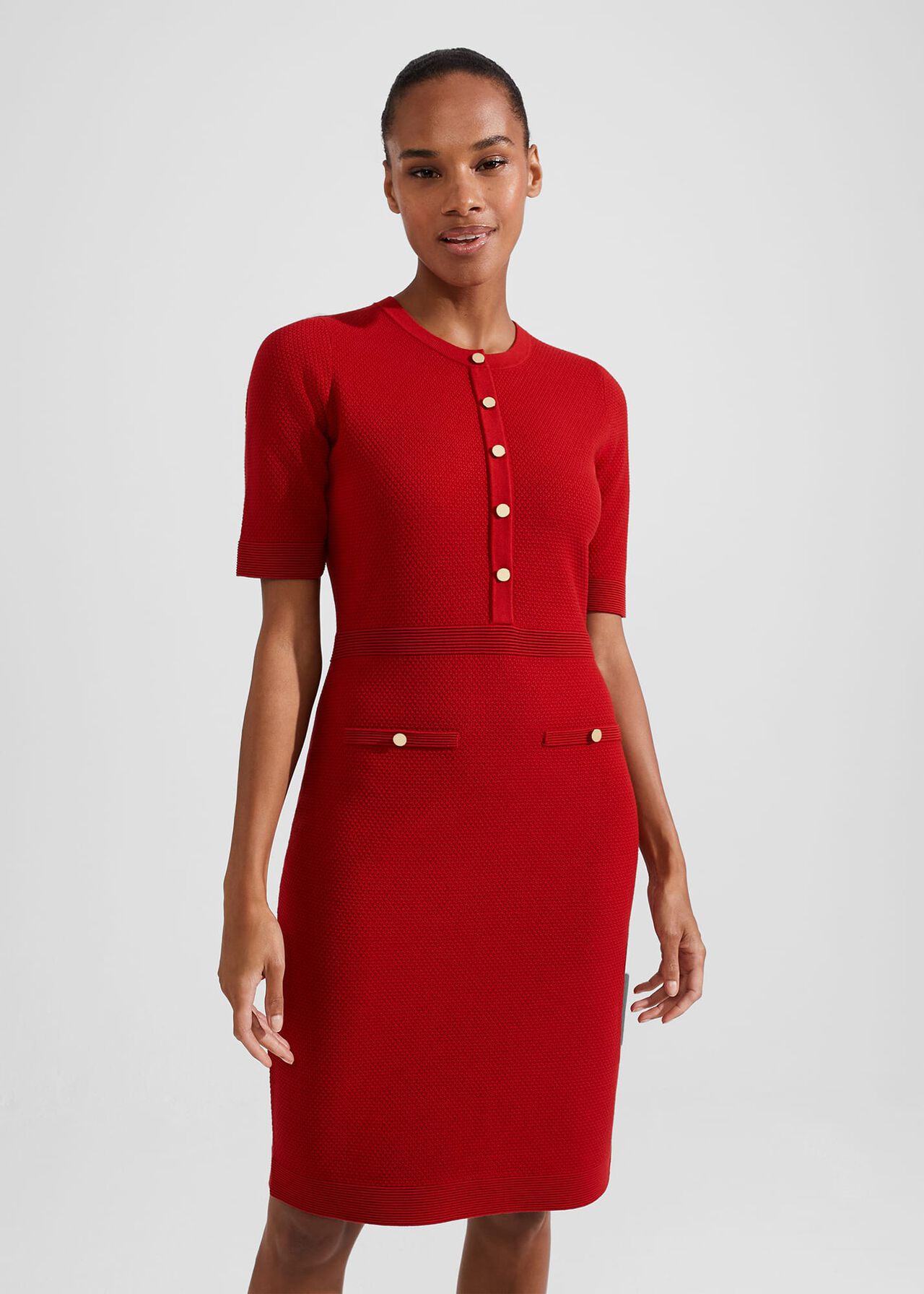 Noa Knitted Dress, Firebrick Red, hi-res