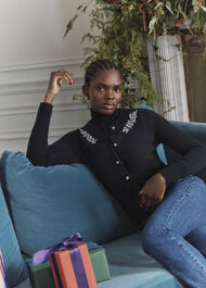 Penelope Wool Blend Gem Detail Cardigan, Hobbs Navy, hi-res