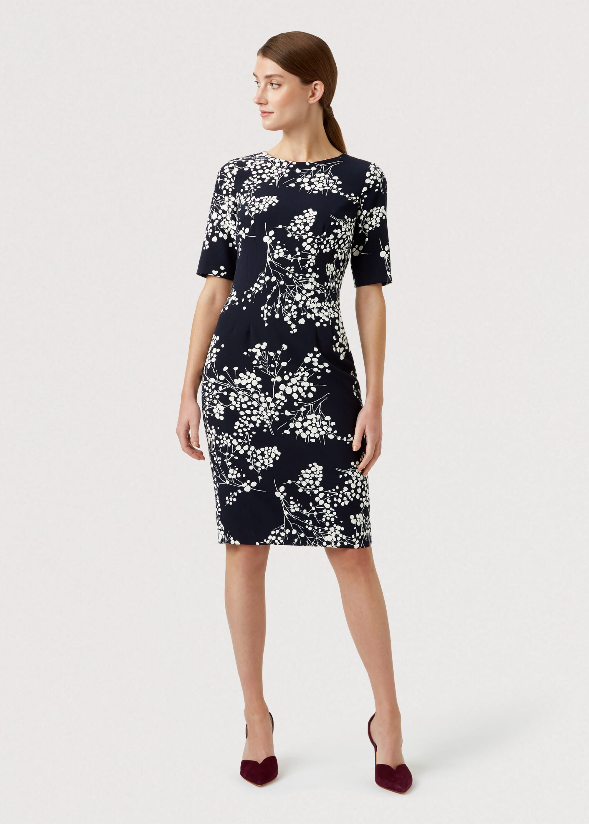 floral shift dress with sleeves