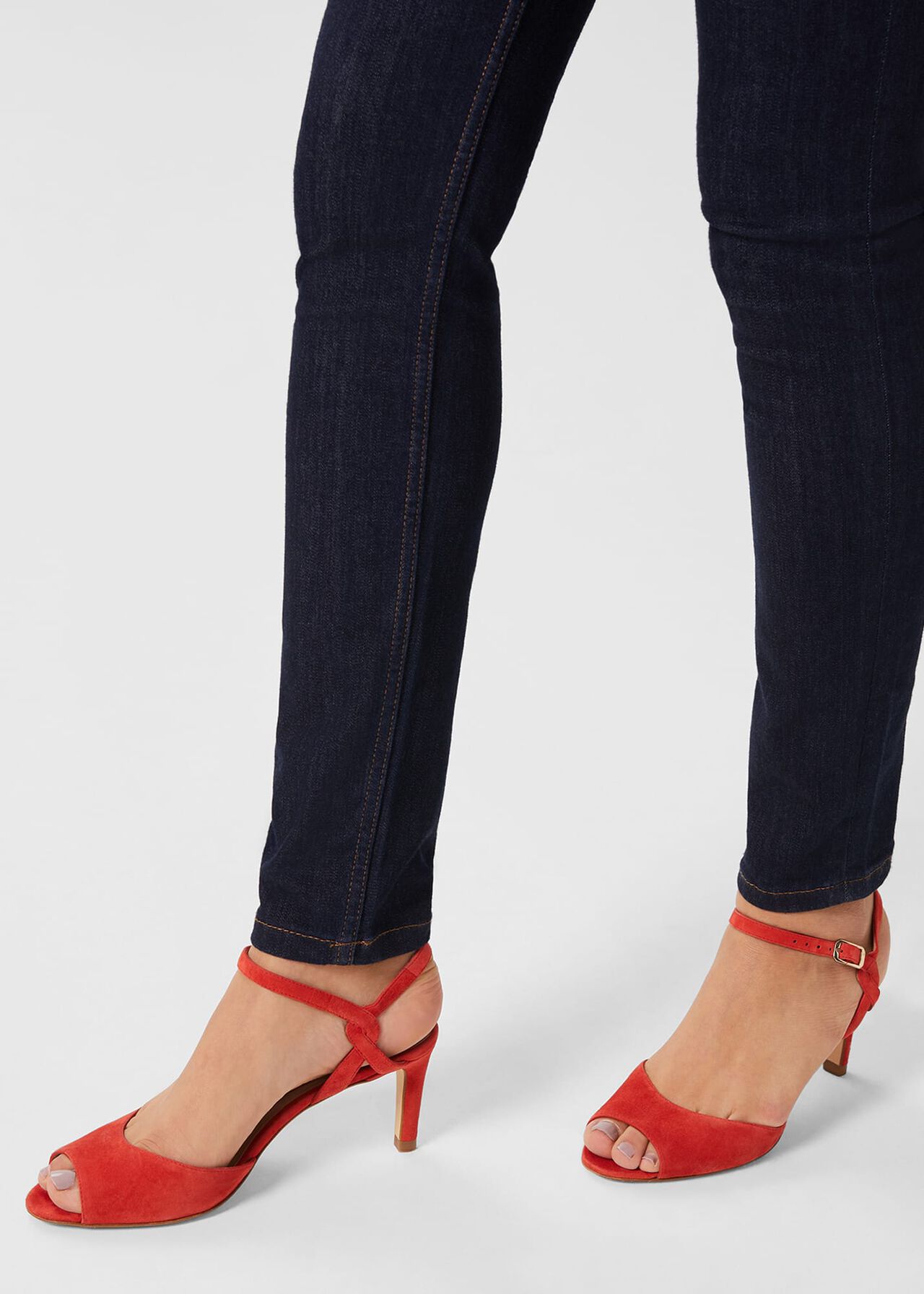 Leia Suede Heeled Sandals, Flame Red, hi-res