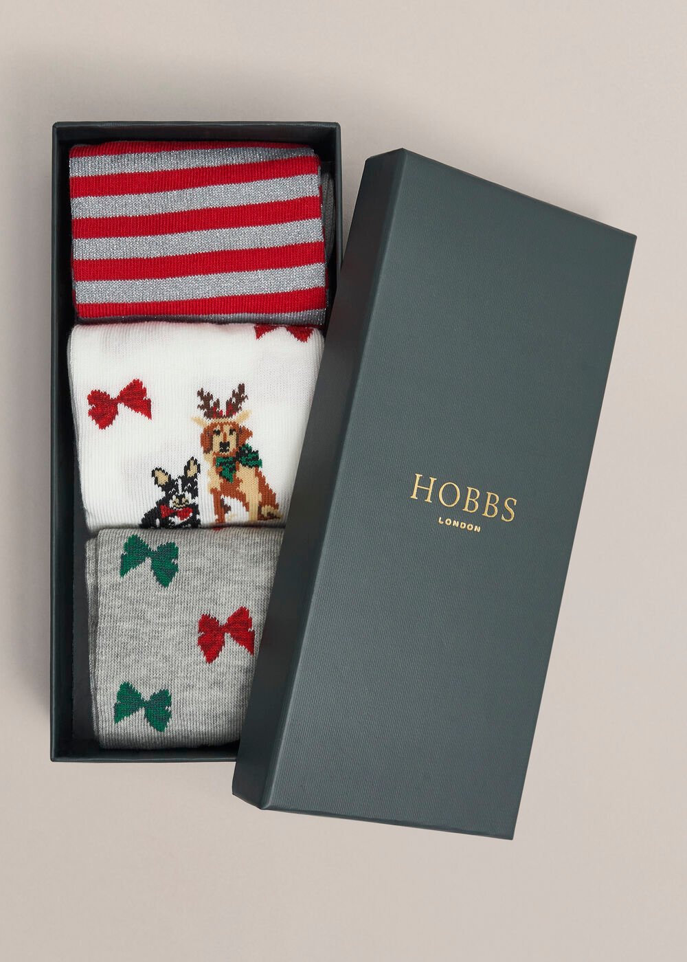 Festive Dog Sock Set, Red Multi, hi-res