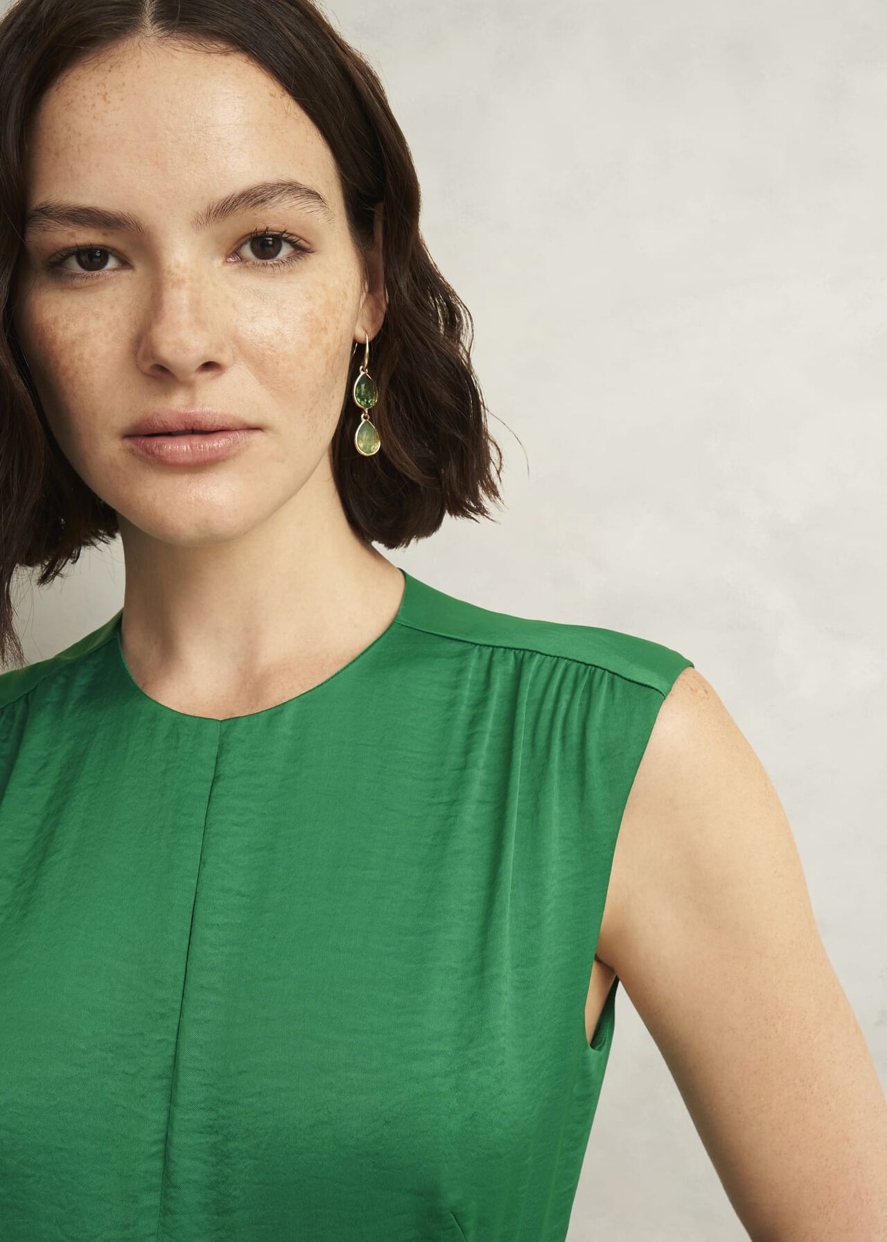 Isobel Satin Midi Dress, Amethyst Green, hi-res