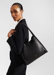 Hurlingham Leather Tote Bag, Black, hi-res