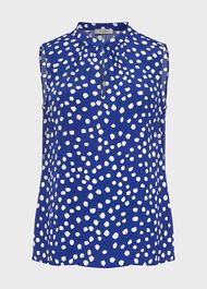 Heidi Spot Top, Deep Blue Cream, hi-res