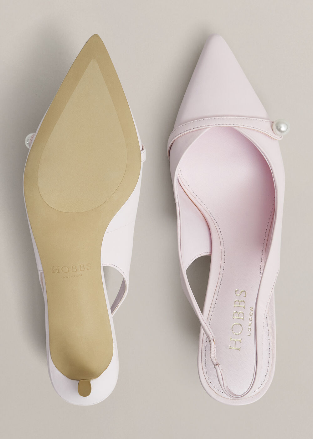 Serena Leather Slingbacks, Pale Pink, hi-res