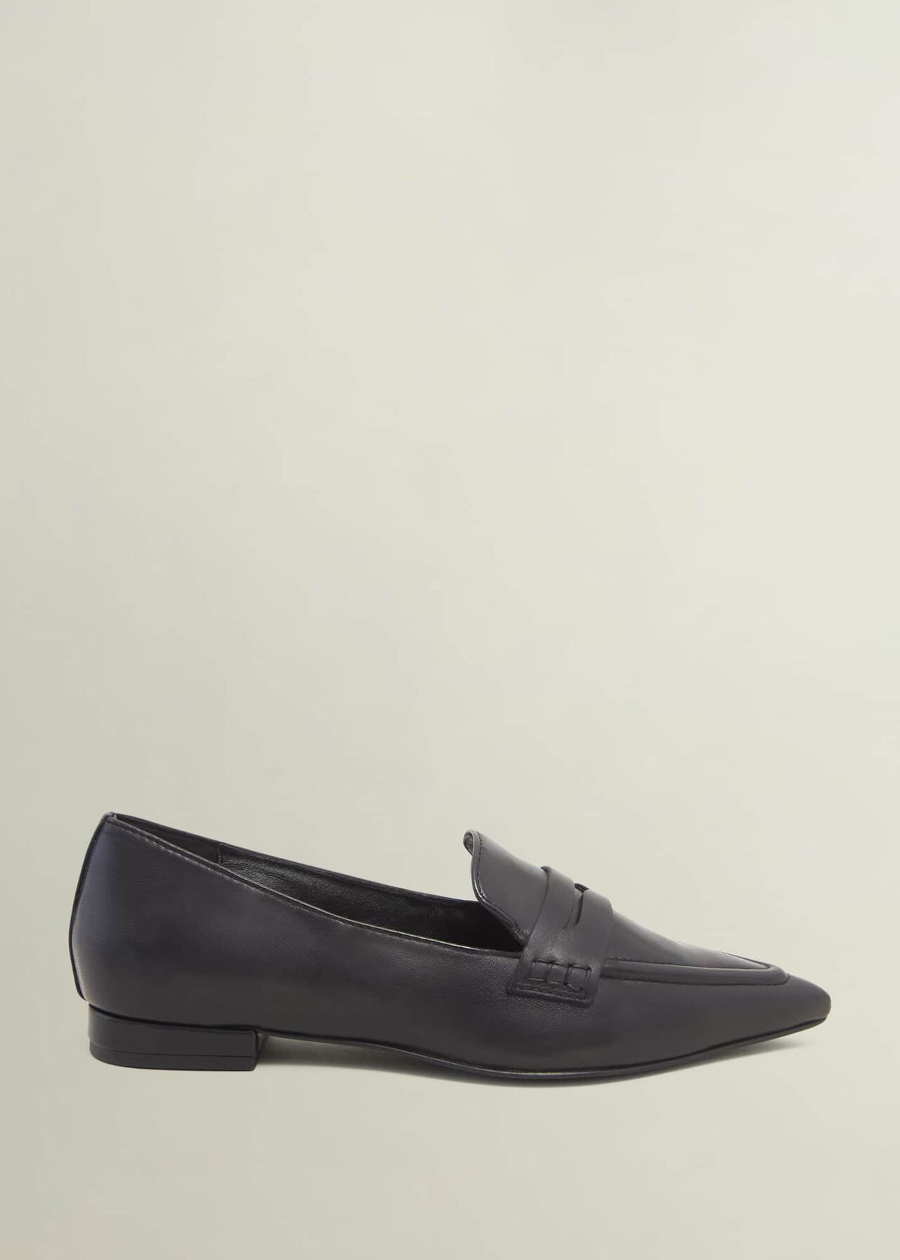 Alberta Leather Pointed Loafers, Black, hi-res
