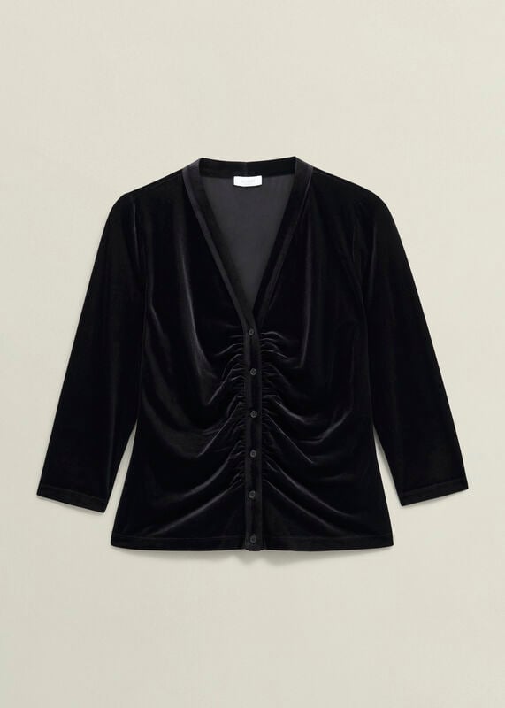 Hattie Velvet Ruched Button Front Top