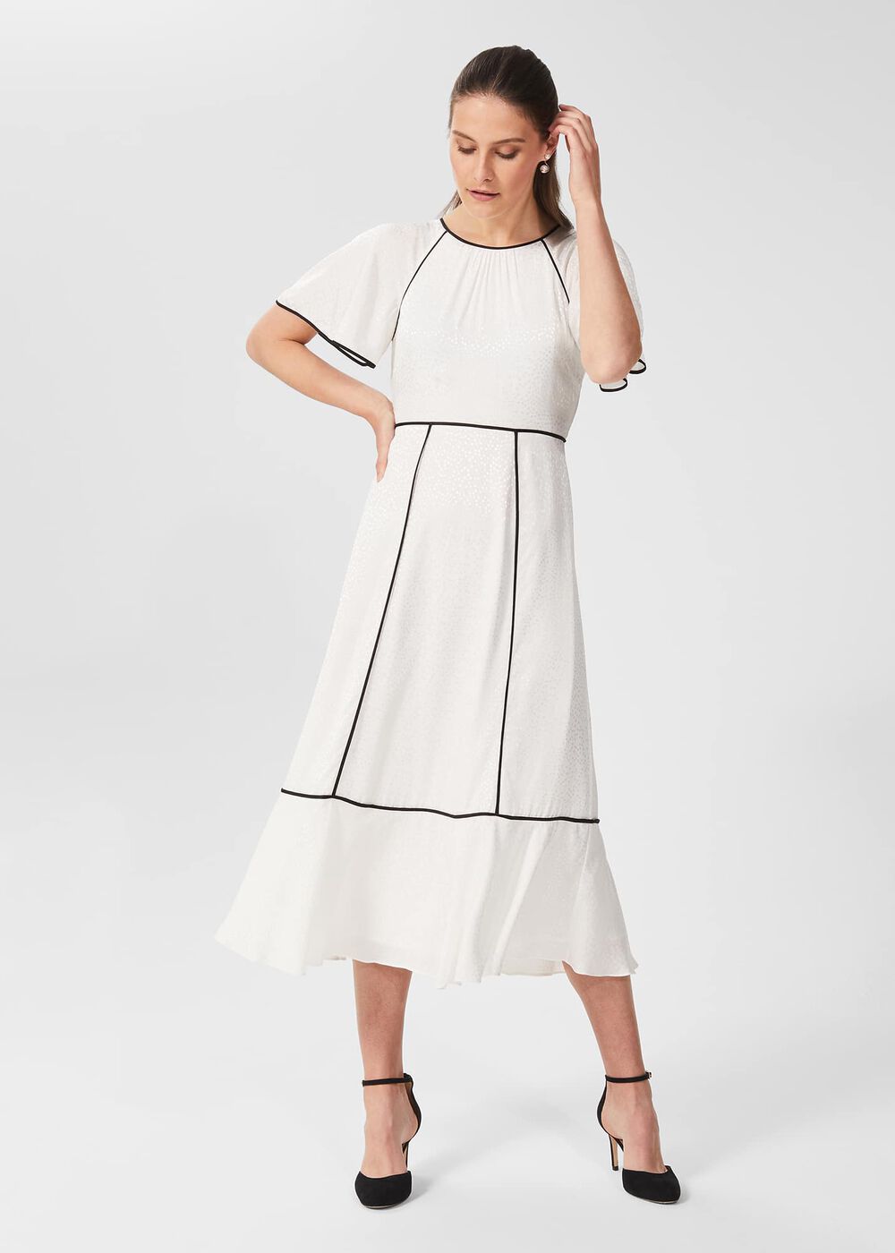 Lucilla Midi Dress, Ivory Black, hi-res
