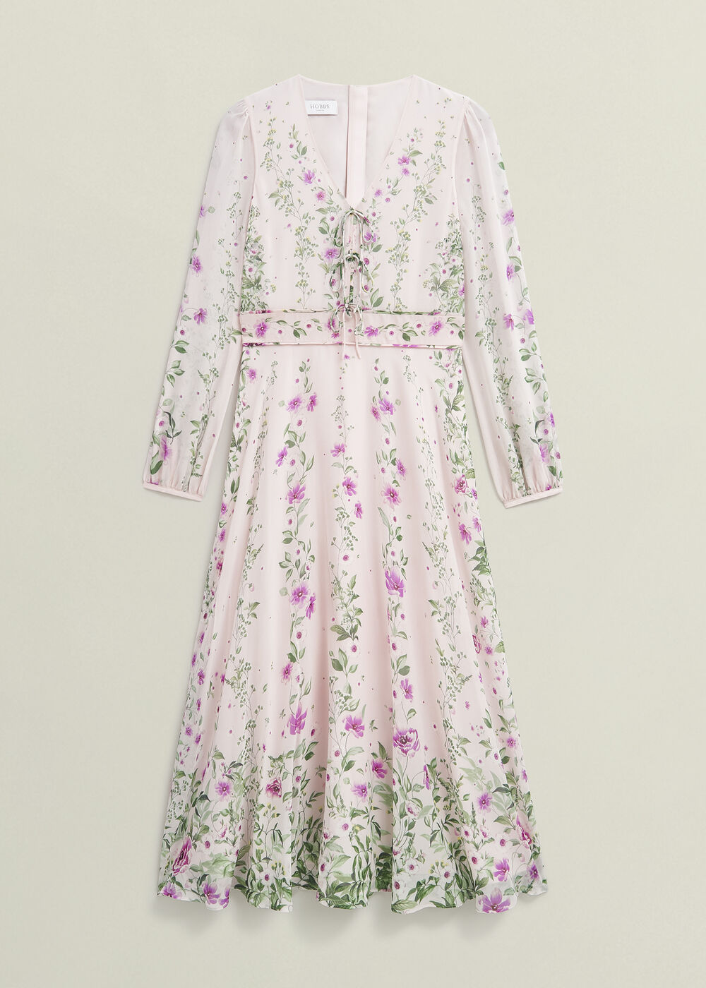 Fay Silk Bow Detail Dress, Pink Multi, hi-res