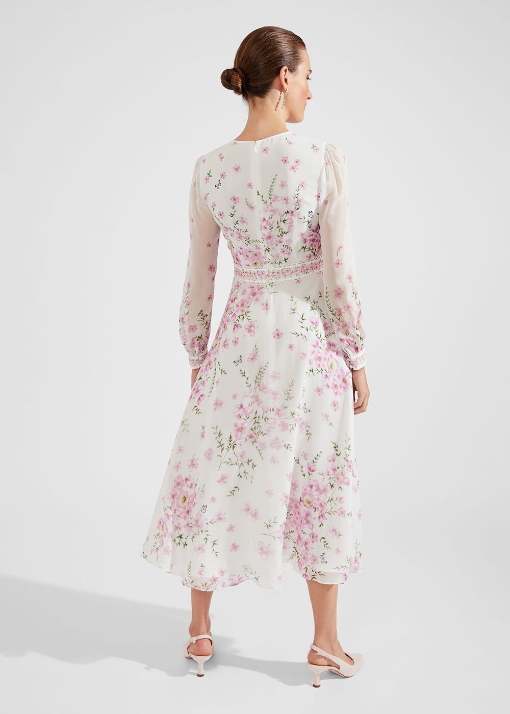 Petite Skye Floral Silk Dress, Ivory Multi, hi-res