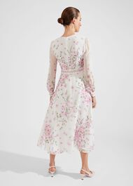 Petite Skye Floral Silk Dress, Ivory Multi, hi-res