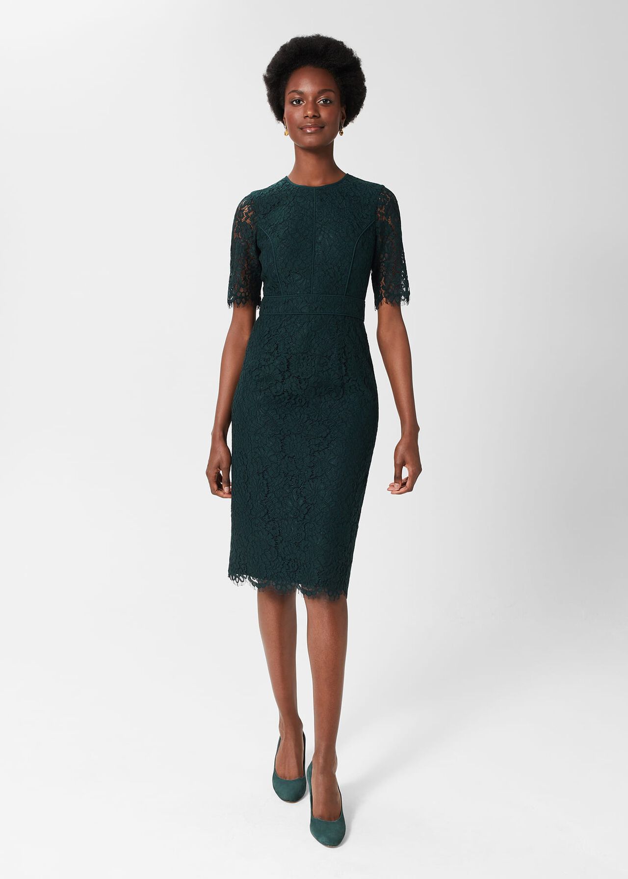 Mireya Lace Shift Dress, Evergreen, hi-res