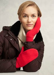Philipa Knit Mittens, Red, hi-res