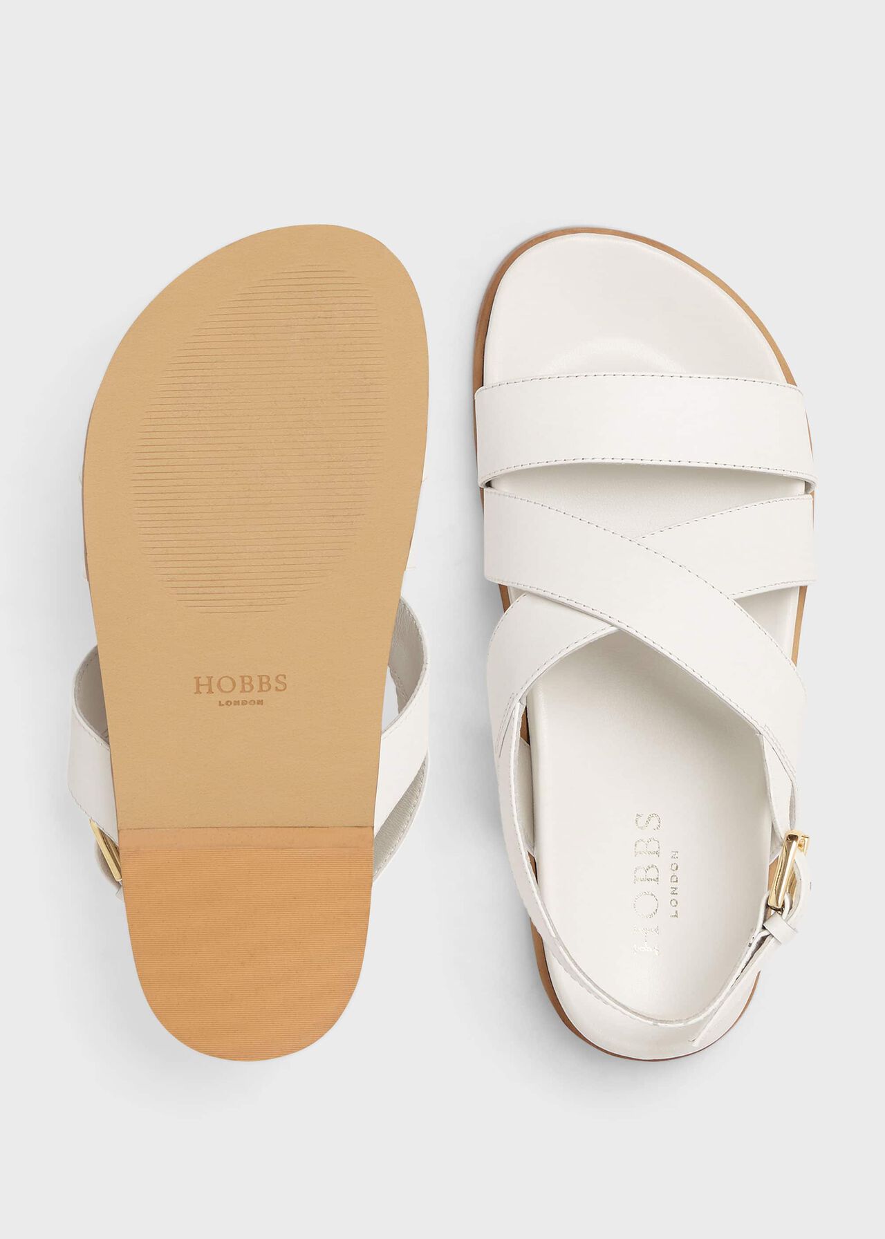 Clementine Leather Sandal, White, hi-res