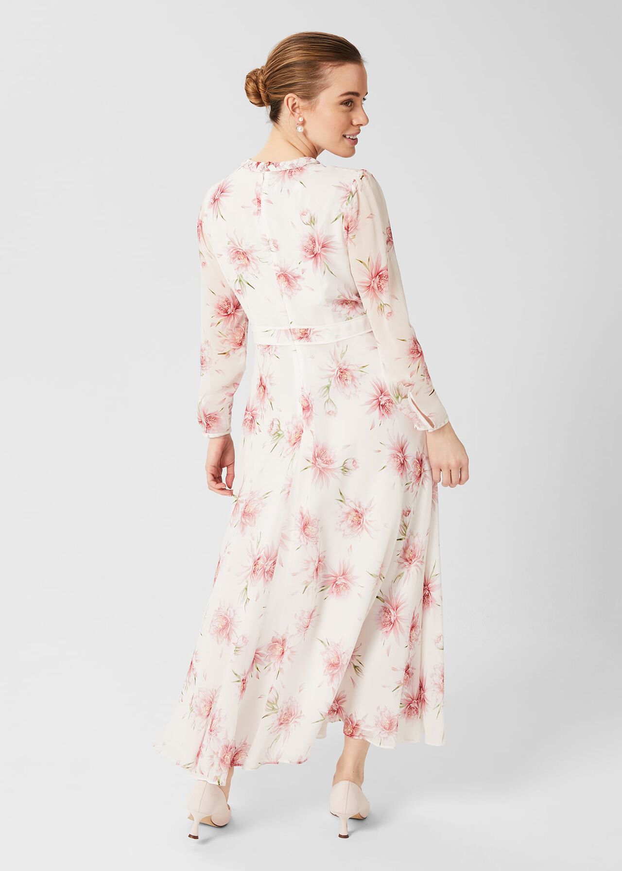 Petite Rosabella Silk Floral Midi Dress, Ivory Multi, hi-res