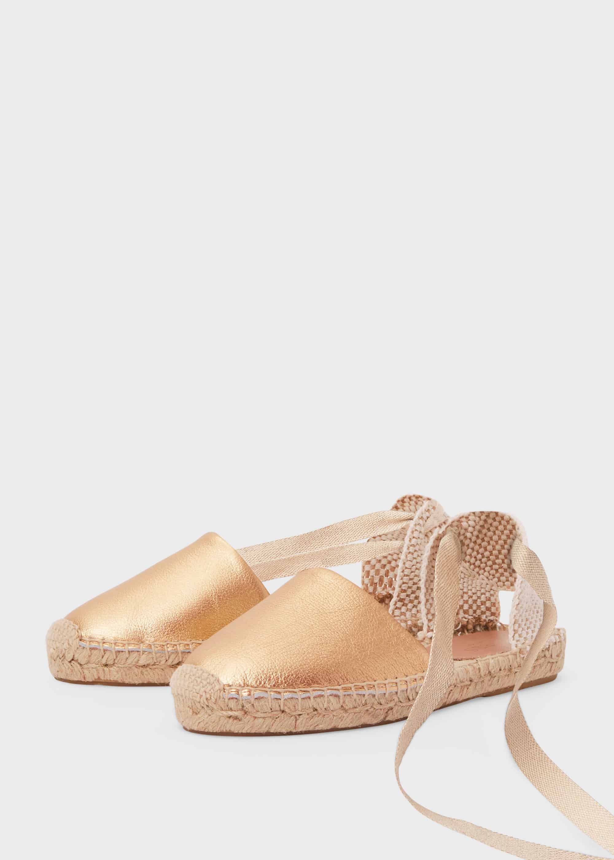 Gold flat hot sale espadrilles