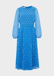 Selena Spot Fit And Flare Dress, Blue Ivory, hi-res
