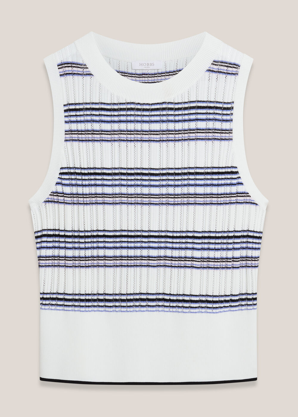 Lowther Stripe Pointelle Knitted Tank, Blue Ivory, hi-res