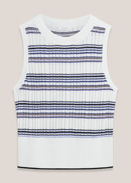 Lowther Stripe Pointelle Knitted Tank, Blue Ivory, hi-res