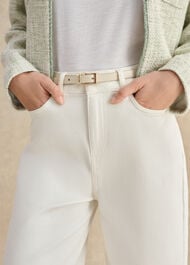 Pauline Skinny Reversible Leather Belt, Ivory Green, hi-res