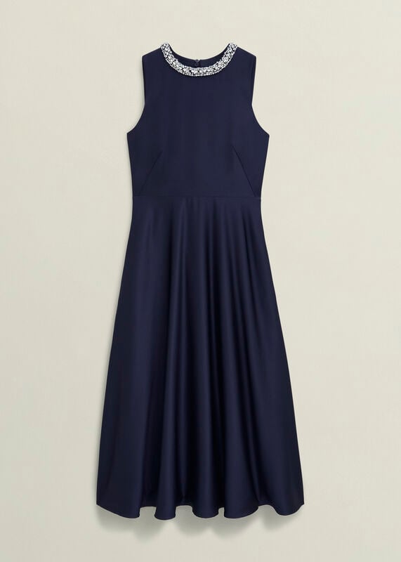 Keira Trimmed Satin Midi Dress