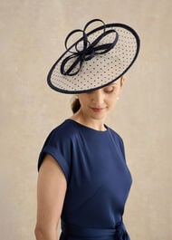 Arwen Polka Dot Fascinator, Midnight Ivory, hi-res
