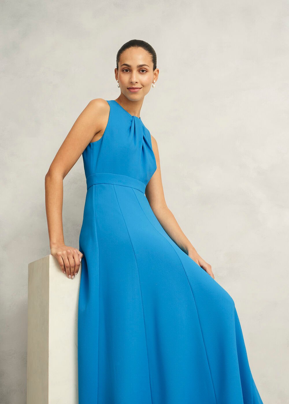 Jessa Twist Detail Dress, Bright Sky Blue, hi-res