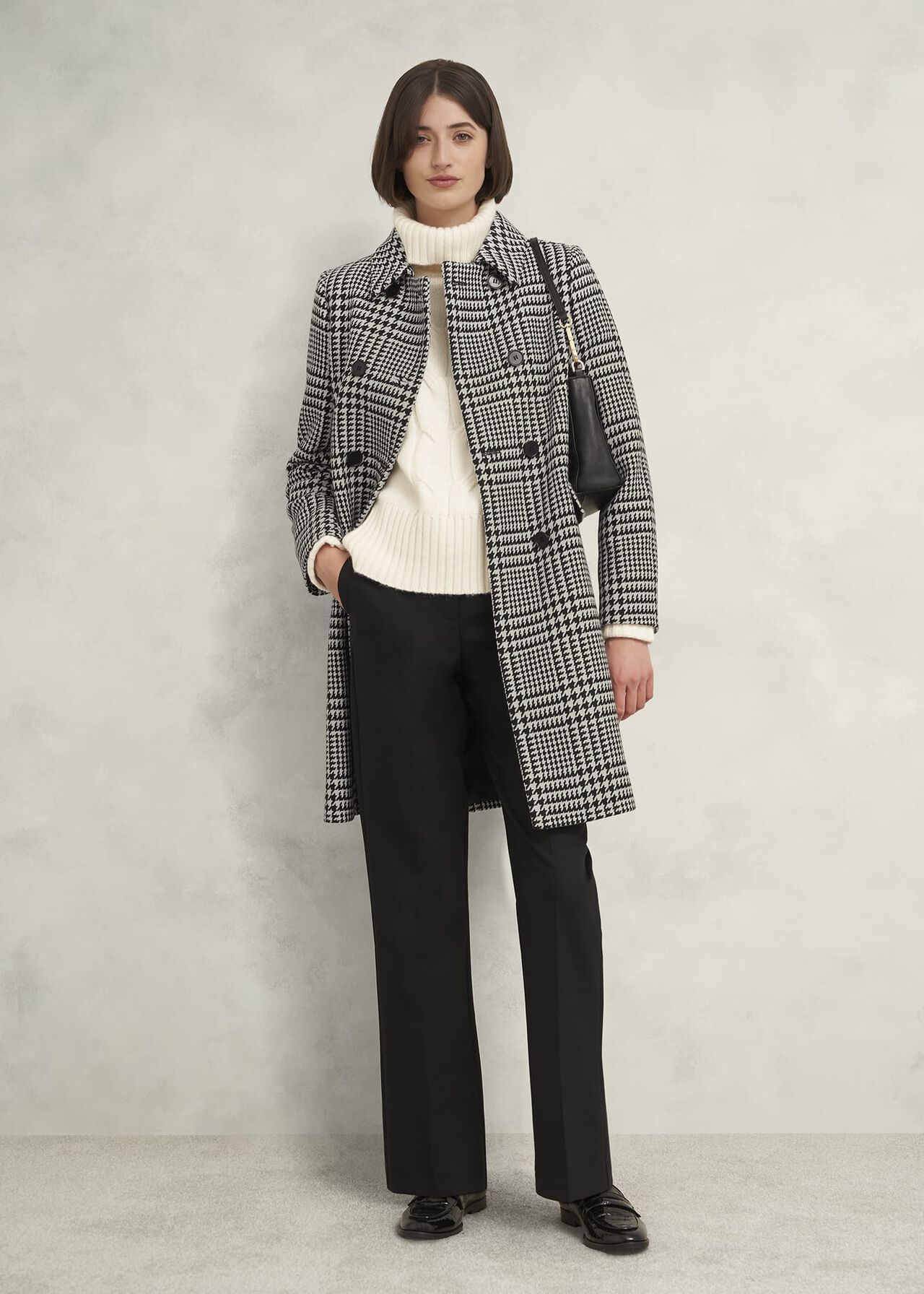 Black Long Warm Wool Coat 3987