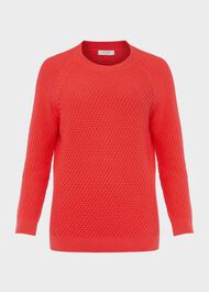Lucie Cotton Jumper , Deep Coral, hi-res
