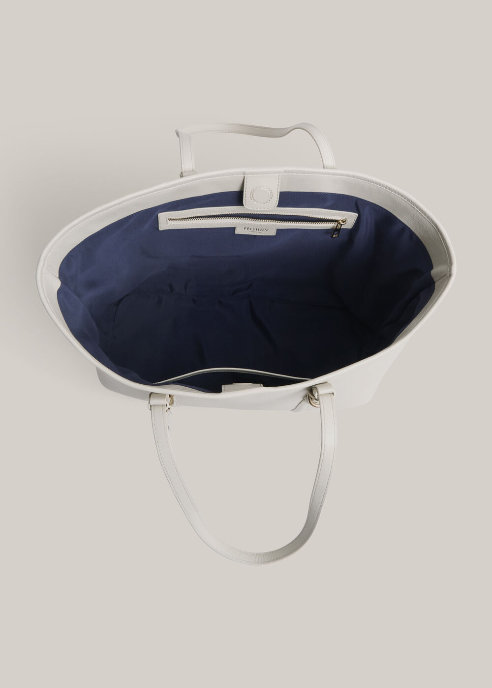 Kyra Leather Tote Bag, Warm Ivory, hi-res